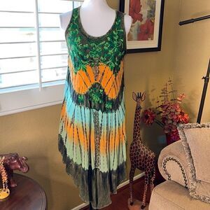 Women’s Sleeveless Tie Dyed Sundress, One Size